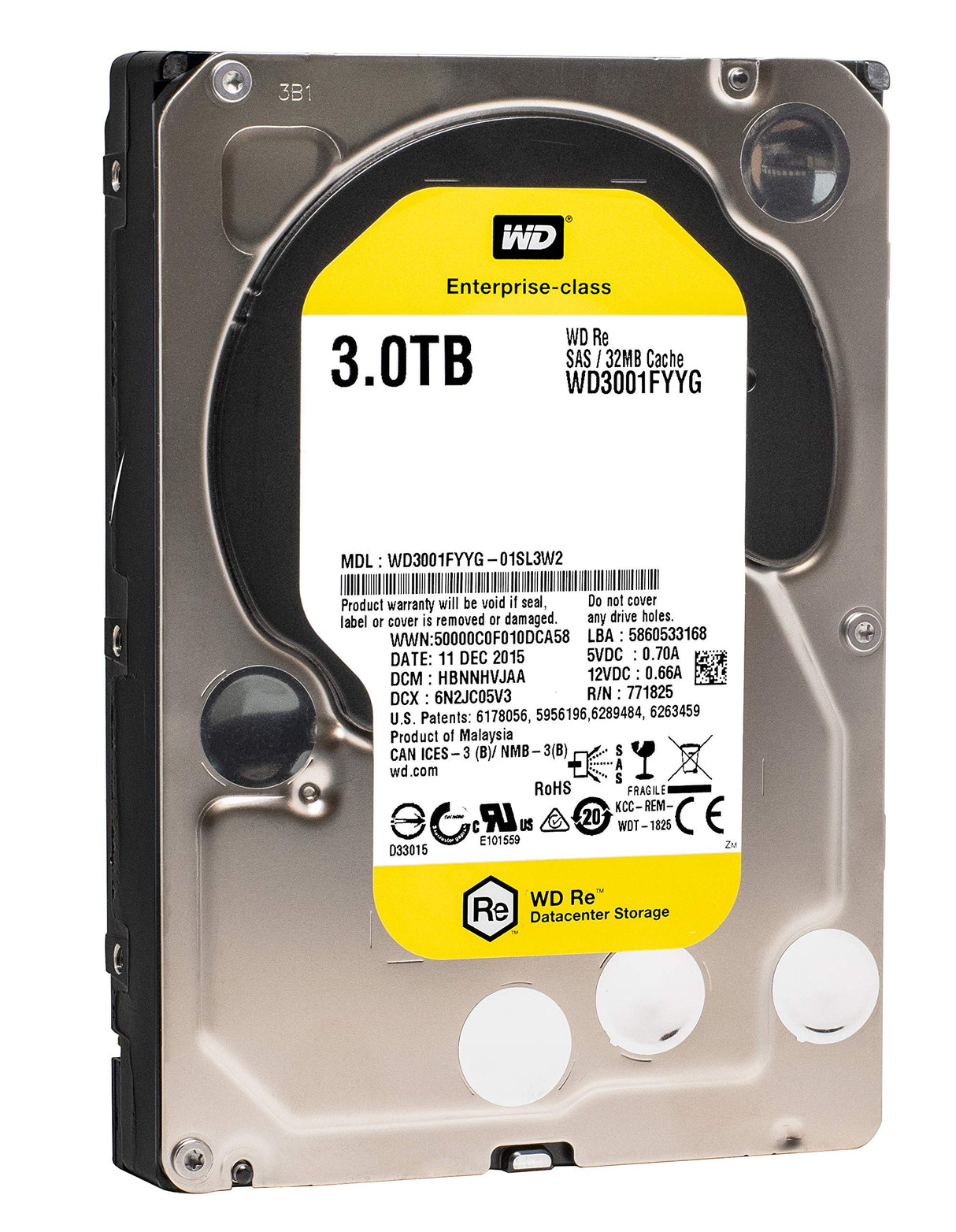 WD RE SAS 3 TB Enterprise Hard Drive: 3.5 Inch, 7200 RPM, SAS, 32 MB Cache - WD3001FYYG– Used | Tested & Formatted | 100% Working
