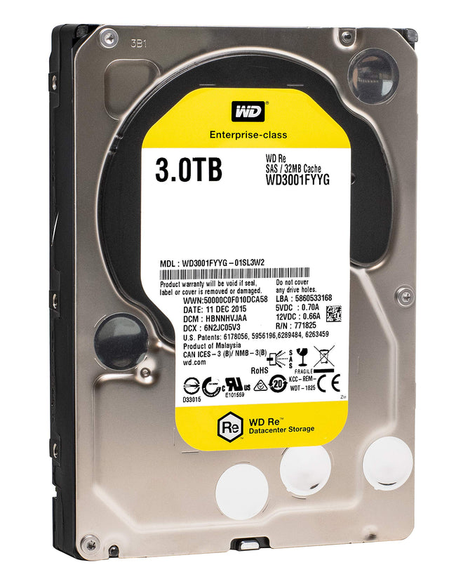 WD RE SAS 3 TB Enterprise Hard Drive: 3.5 Inch, 7200 RPM, SAS, 32 MB Cache - WD3001FYYG– Used | Tested &amp; Formatted | 100% Working
