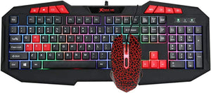 Xtrike Me MK-503  Wired Gaming Keyboard and Mouse Set .Xtrike Me MK-503-Jeu de clavier et de souris filaire avec rétroéclairage couleur mixte, noir.