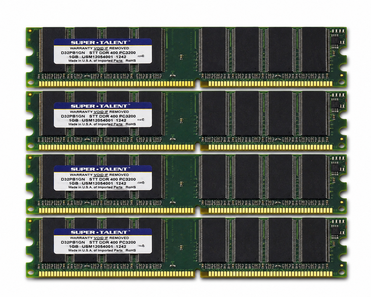 Super Talent 1GB D32PB1GN DDR-400 PC3200 RAM – Lot de 4