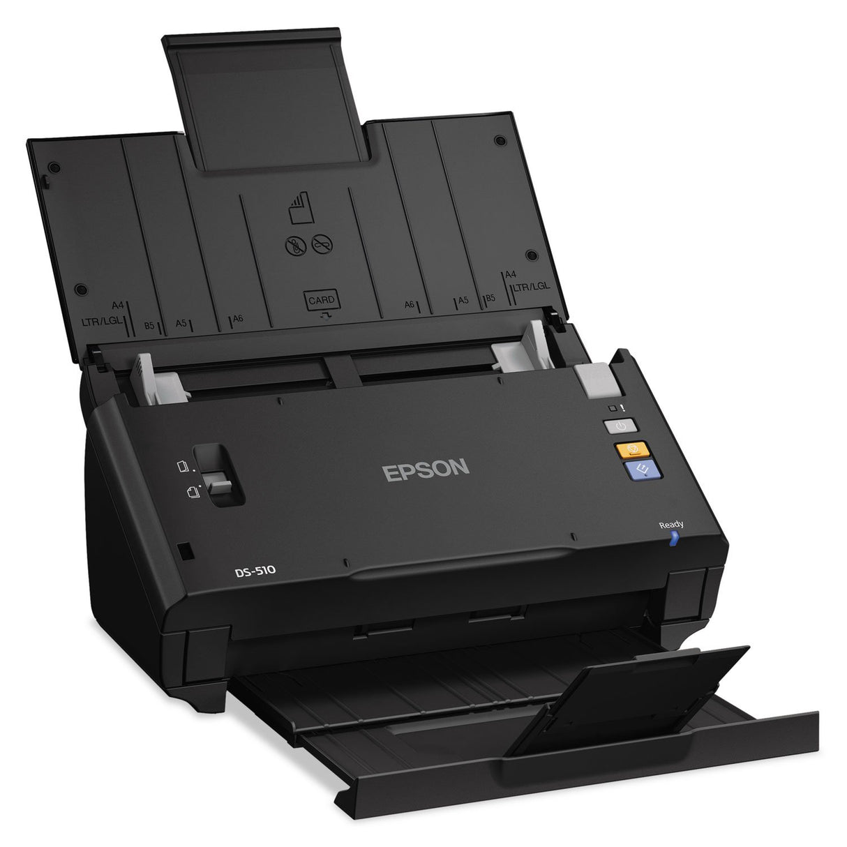 Epson WorkForce DS-510 refurbished document scanner with duplex scanning, 50-sheet ADF, and OCR support. Fast office scanner shipped across Canada from Montréal.