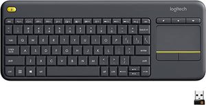 Logitech K400 Plus Wireless Touch TV Keyboard With Easy Media Control and Built-in Touchpad, HTPC Keyboard for PC-connected TV, Windows, Android, Chrome OS, Laptop, Tablet - Black