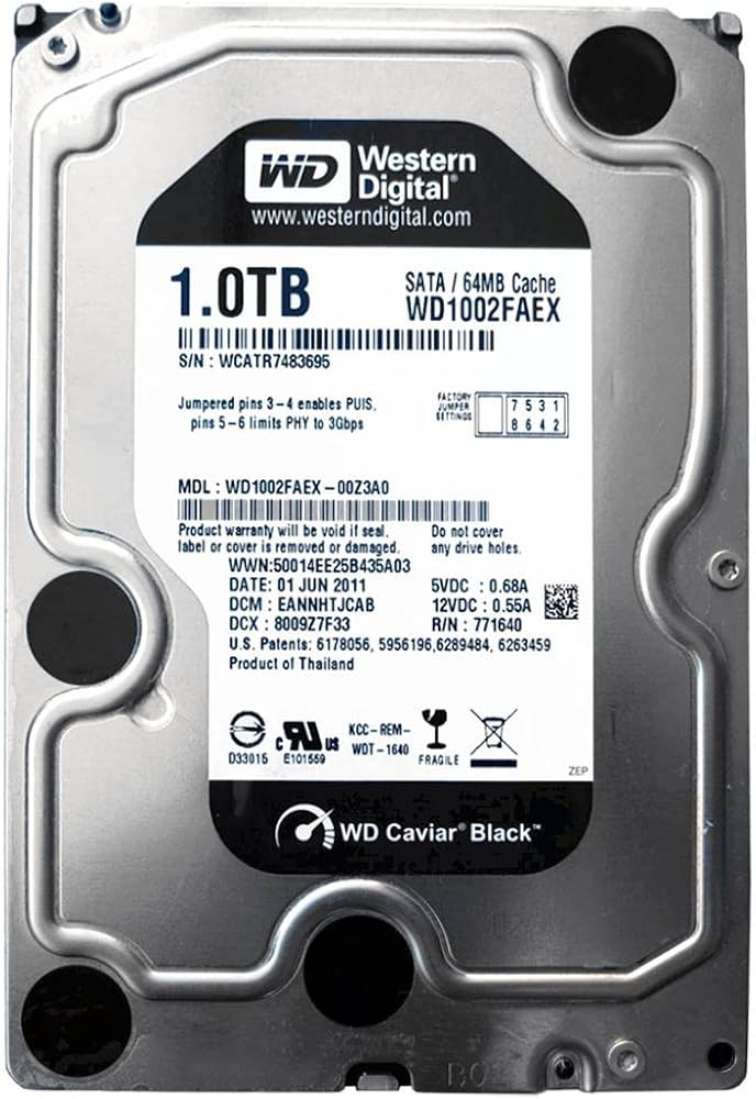 Western Digital WD Black WD1002FAEX 1TB 3.5 Inch SATA Hard Drive Used Tested No Bad Sectors