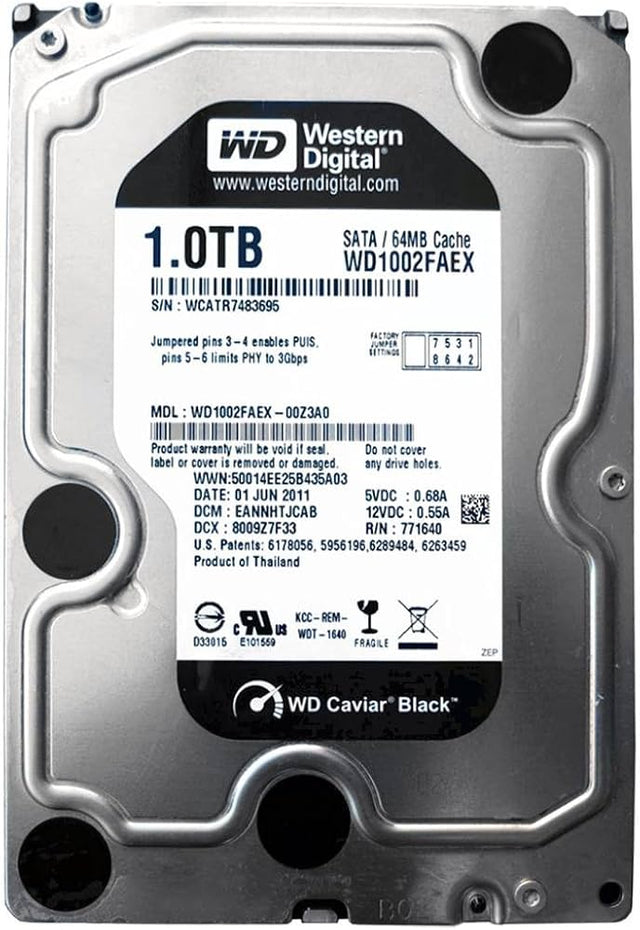 Western Digital WD Black WD1002FAEX 1TB 3.5 Inch SATA Hard Drive Used Tested No Bad Sectors