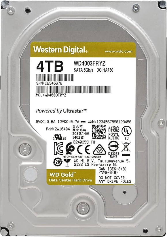 WD Gold 4TB Enterprise Class Internal Hard Drive - 7200 RPM Class, SATA 6 Gb/s, 256 MB Cache, 3.5