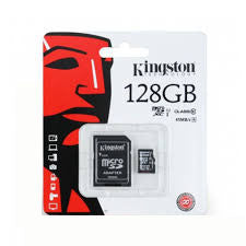 Kingston 128GB microSDHC microSD Flash Memory Card with Adapter (SDCS/128GB)